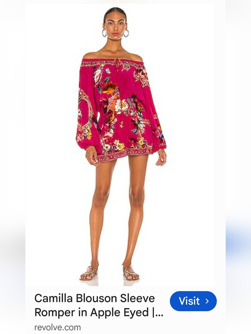 Camilla Drop Shoulder Frill Playsuit Apple Eyed Silk Fuscia Hot Pink  Small New